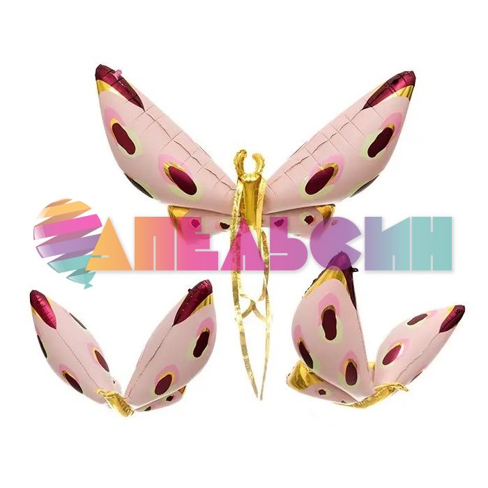Шар фигура Бабочка кокетка розовый FL45"/114см (Китай) 23456