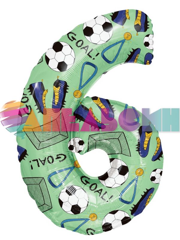 Шар цифра Футбол FL34"/86см GOAL 6 (Китай) 27746