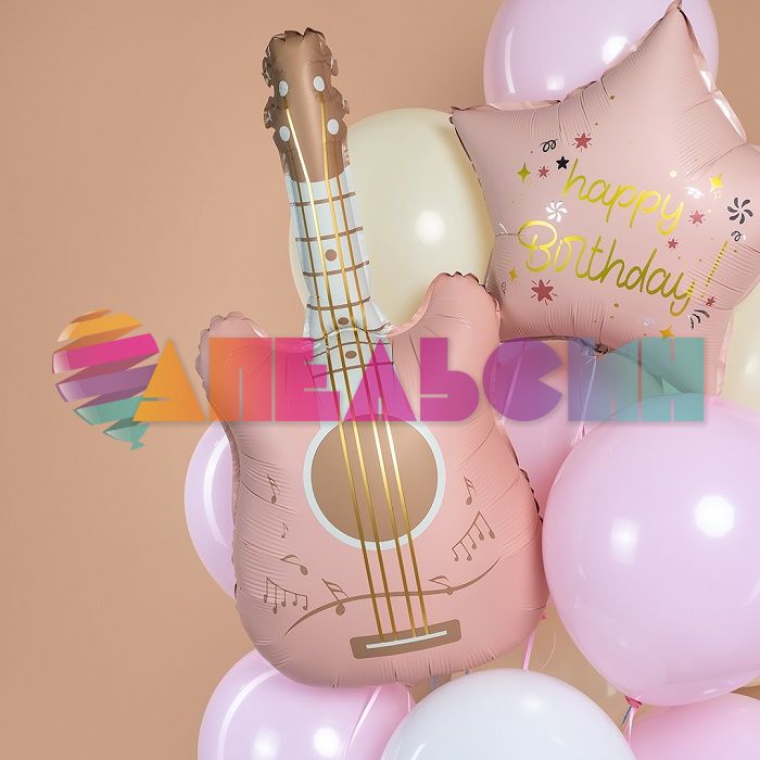 Шар фигура Гитара розовый FL35"/89см (Китай) 26761