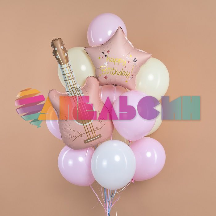 Шар фигура Гитара розовый FL35"/89см (Китай) 26761