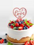 Топпер LOVE сердце блеск розовый 10х16см дерево 10092457