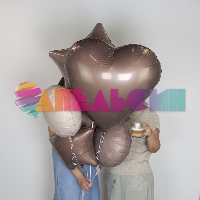 Шар звезда Бежевый AG30"/76см латте Latte (Россия) сатин 221189
