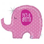 Шар фигура Слон розовый It`s a girl B32"/81см (США) голография 35584H