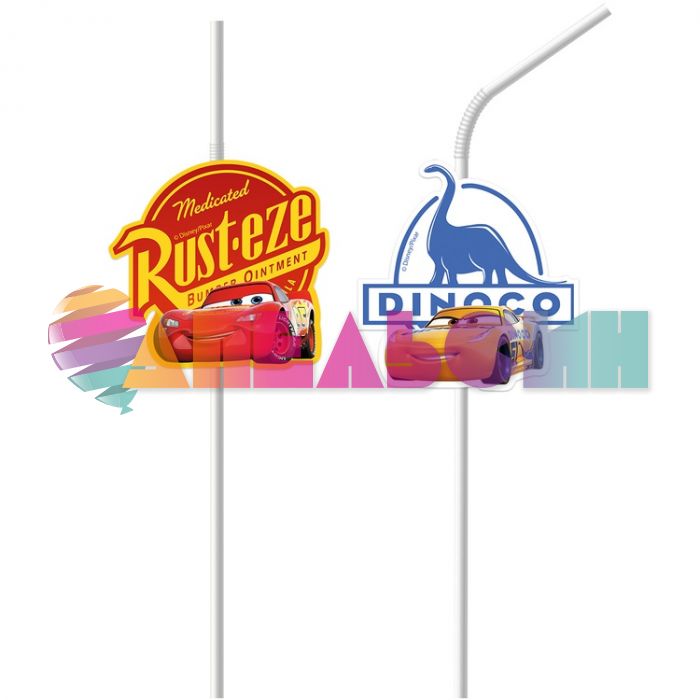 Трубочка для кокт Тачки Disney легенда 24см 6шт/уп 1502-3529