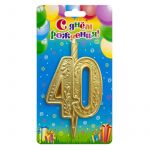 Свеча для торта 40 Золото узор 3630