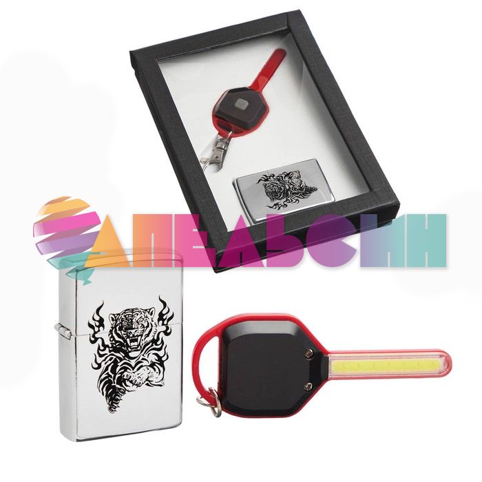 Набор Тигр 2в1 (зажигалка, фонарик) бензин 7024175