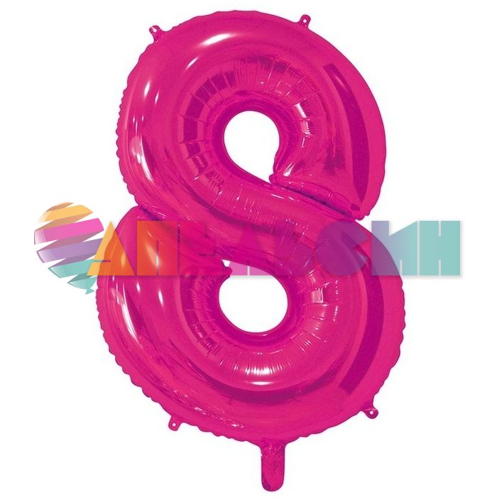 Шар цифра Розовый Е26"/66см фуксия 8 Fuchsia (Китай) 1207-3695