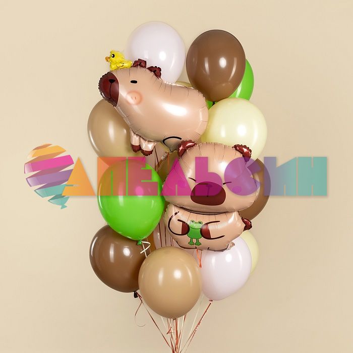Шар фигура Капибара с лягушонком FL26"/66см (Китай) 26820