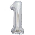 Шар цифра Серебро FL34"/86см ЭКО 1 (Китай) 21541