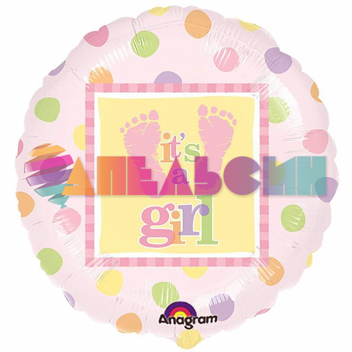 Шар фольга It's a Girl Следы А18"/46см (США) 111057