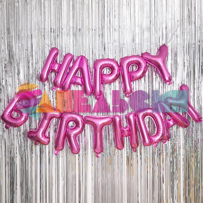 Надпись из шаров HAPPY BIRTHDAY розовый фуше FL16"/41см (Китай) 17400
