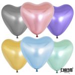 Шар сердце Д10"/25см Ассорти 50шт/уп (Китай) хром 609007
