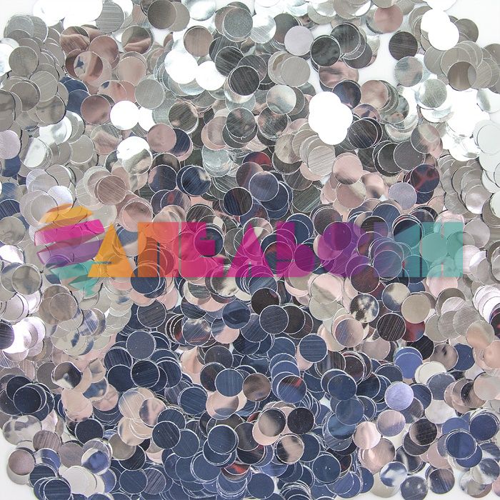 Конфетти Серебро круг 1см фольга 50гр 6015214