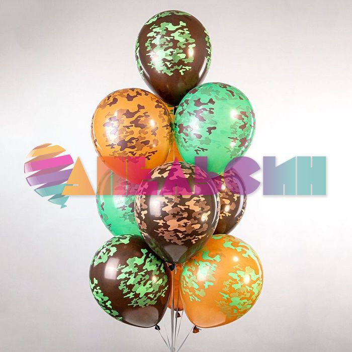 Шар латекс Камуфляж МИКС зелено-коричневый 12"/30см 25шт/уп (Тайланд) Ч47984