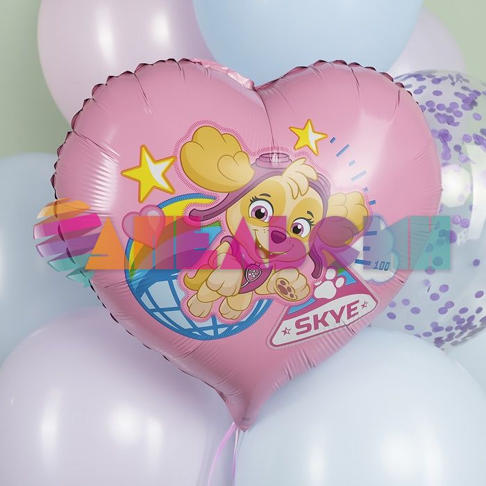 Шар фольга Щенок авиатор FL18"/46см сердце (Китай) 24493