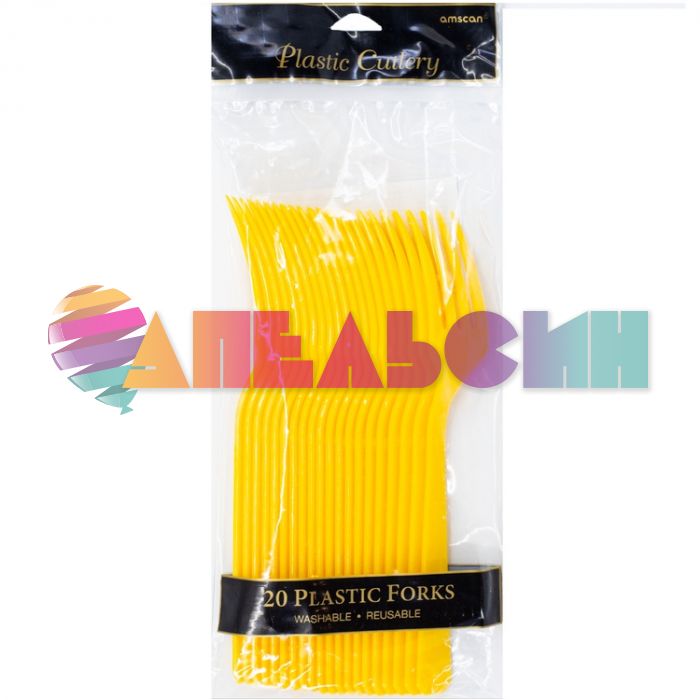 Вилка Желтый Yllow Sunshine 20шт/уп пластик 1502-3241