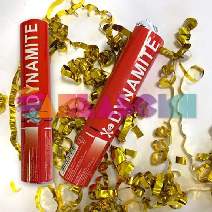Хлопушка Золото Динамит DINAMITE 20см серпантин 6075859