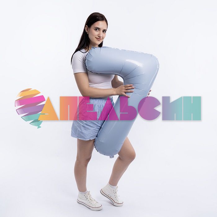 Шар цифра Голубой AG40"/102см Небесный макарунс 7 Slim (Россия) 941186