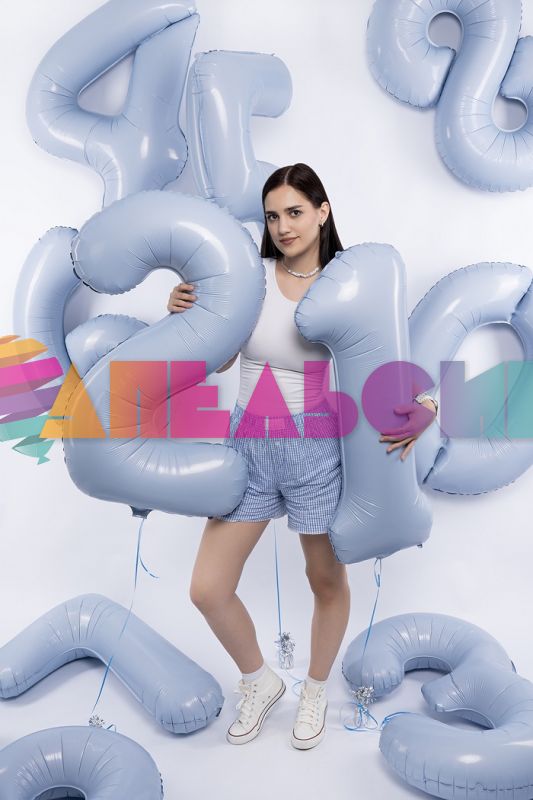 Шар цифра Голубой AG40"/102см Небесный макарунс 7 Slim (Россия) 941186