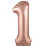 Шар цифра Розовое золото AG40"/102см 1 Slim (Россия) 755457