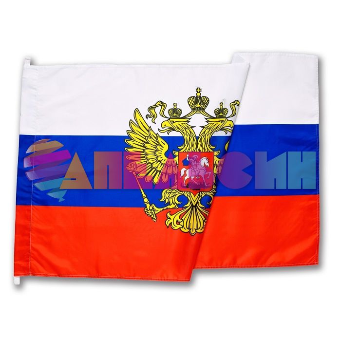 Флаг Россия триколор 90х145см Герб 611293