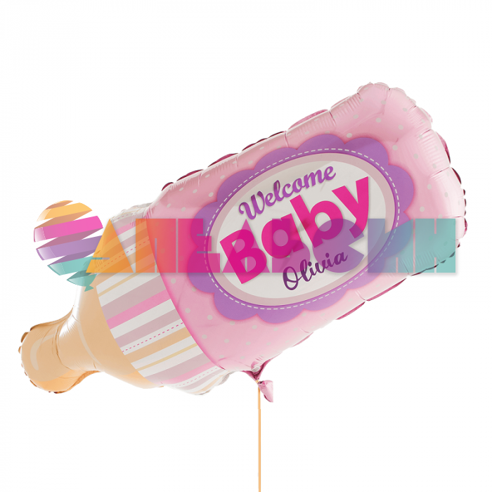 Шар фигура Бутылочка Welcome BABY розовый Q39"/99см (США) 201607 1207-1954