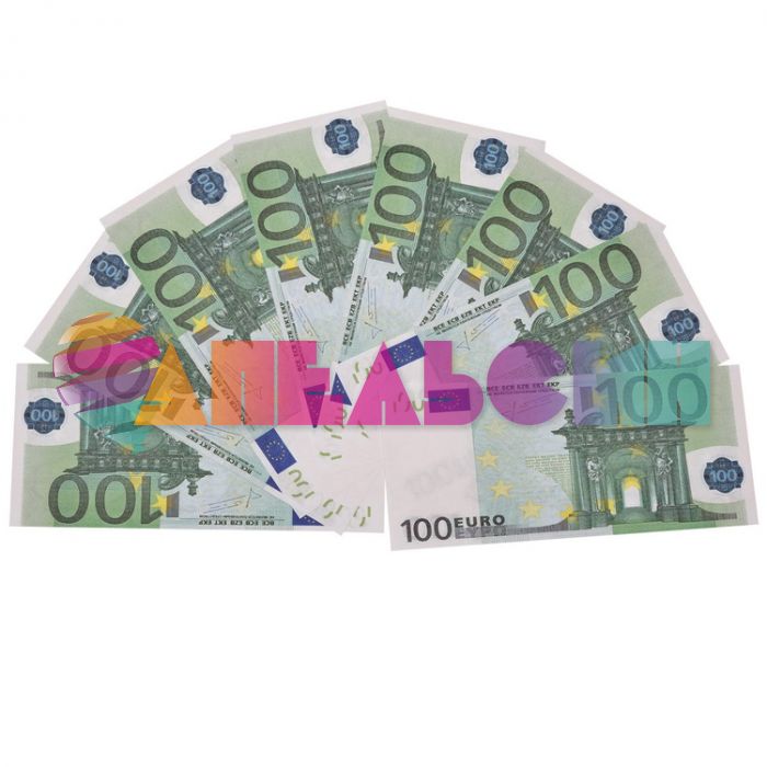 Деньги шуточные 100 евро 90шт/уп 9-50-0008