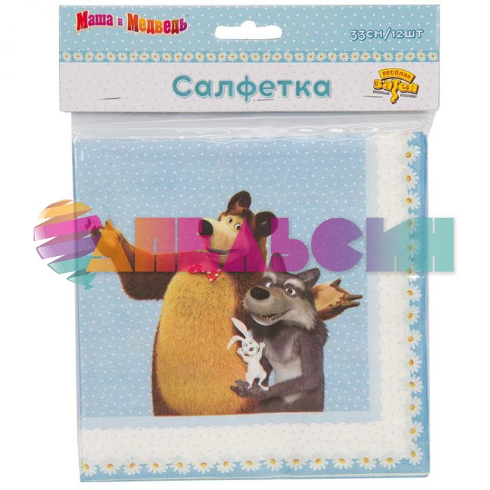 Салфетка Маша и Медведь Ромашки 33см 12шт/уп 1502-3261