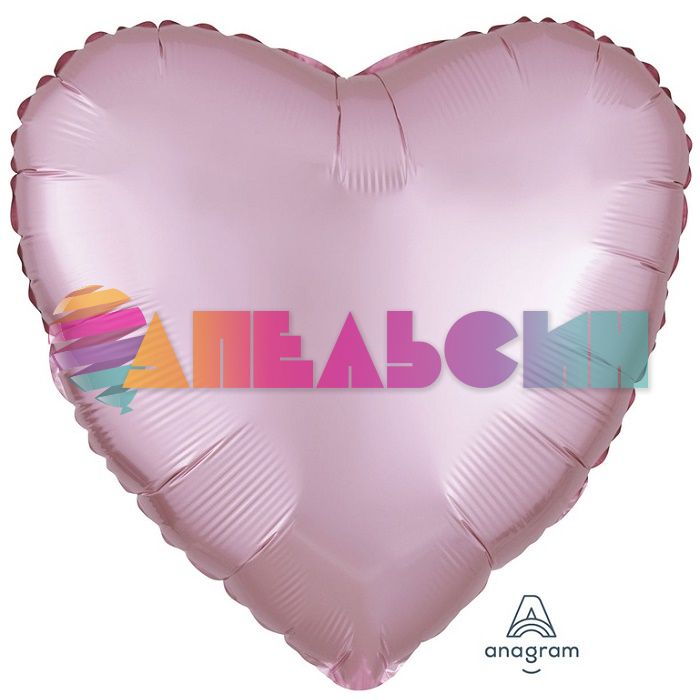 Шар сердце Розовый A18"/46см Pink (США) сатин 1204-0902