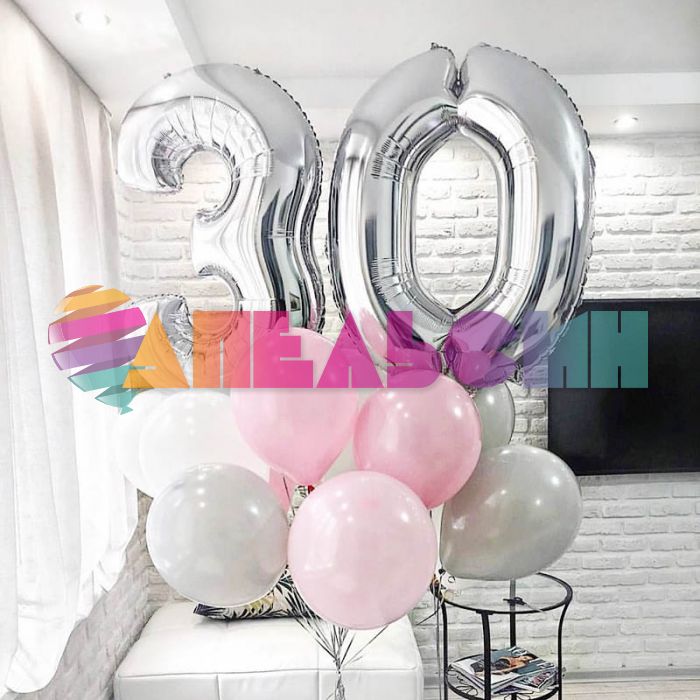 Шар цифра Серебро F40"/102см 3 (Испания) 901763P