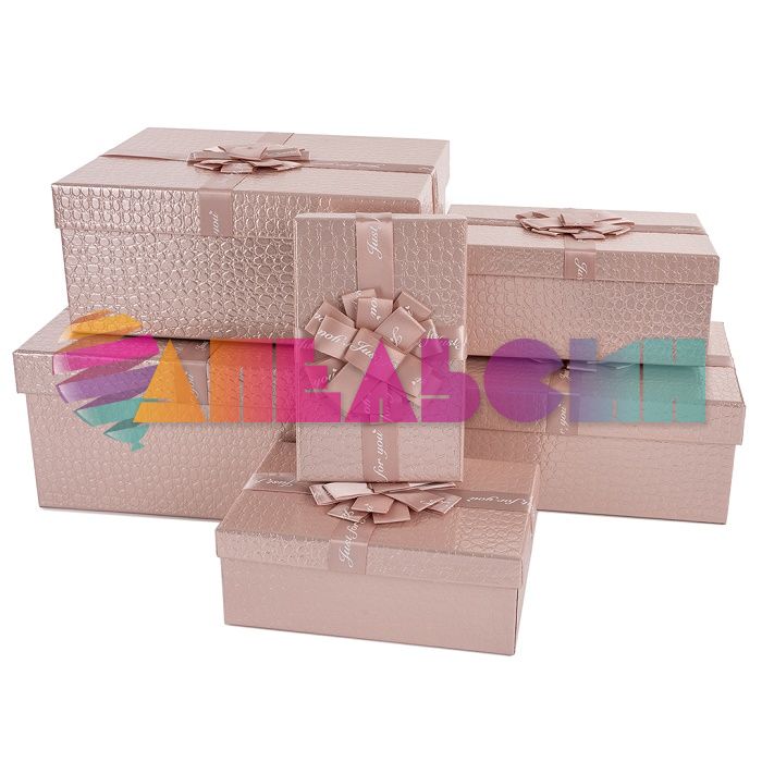 Коробка Эффектный подарок нежно-розовый металлик кожа 22х29х13см 503918-2