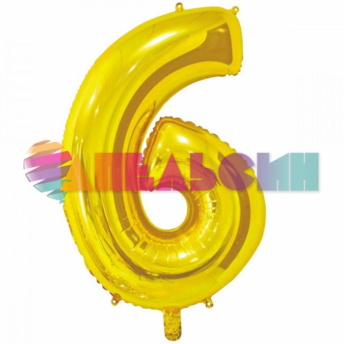Шар цифра Золото Е26"/66см 6 Gold (Китай) 1207-3673
