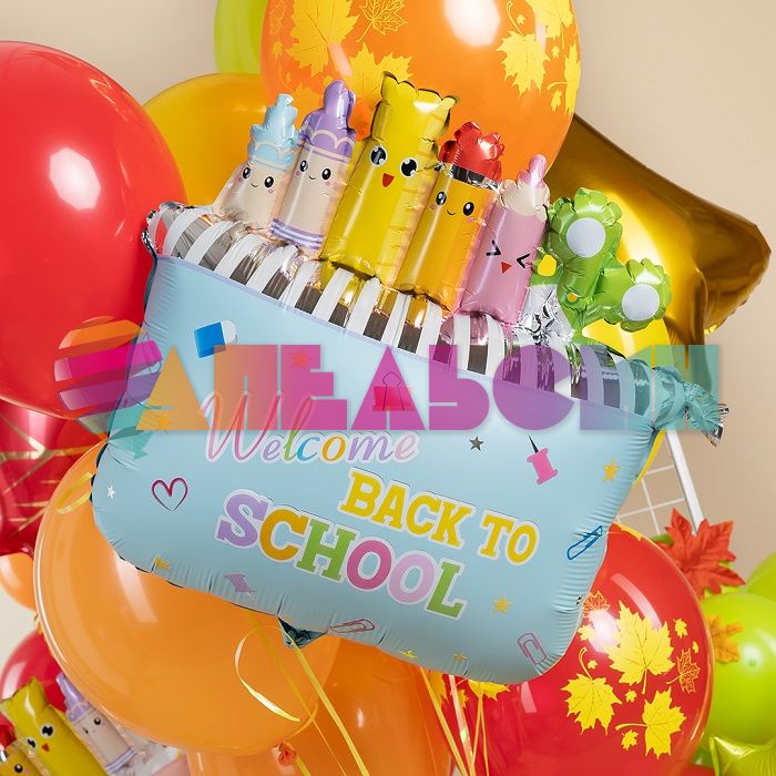 Шар фигура Пенал школьный голубой Welcom back to school FL26"/66см (Китай) 26791