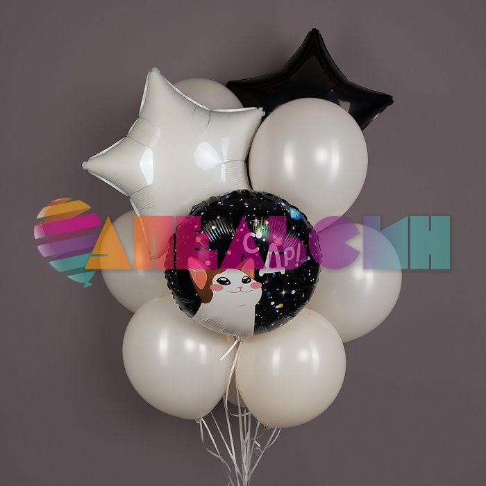Шар фольга С ДР Котик FL18"/46см круг (Китай) 13489