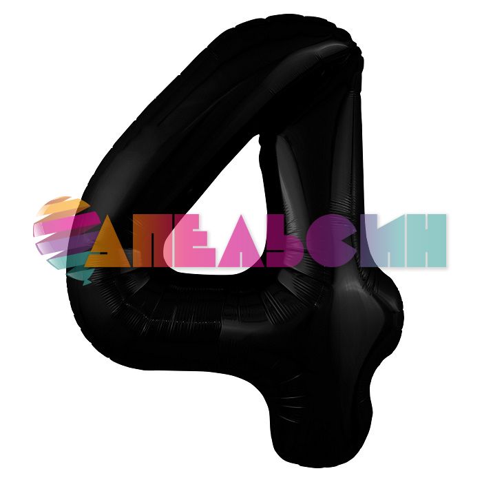 Шар цифра Черный AG40"/102см 4 Slim (Россия) 222667
