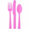 Набор приборов Розовый фуксия Bright Pink 24шт/уп пластик 1502-0905