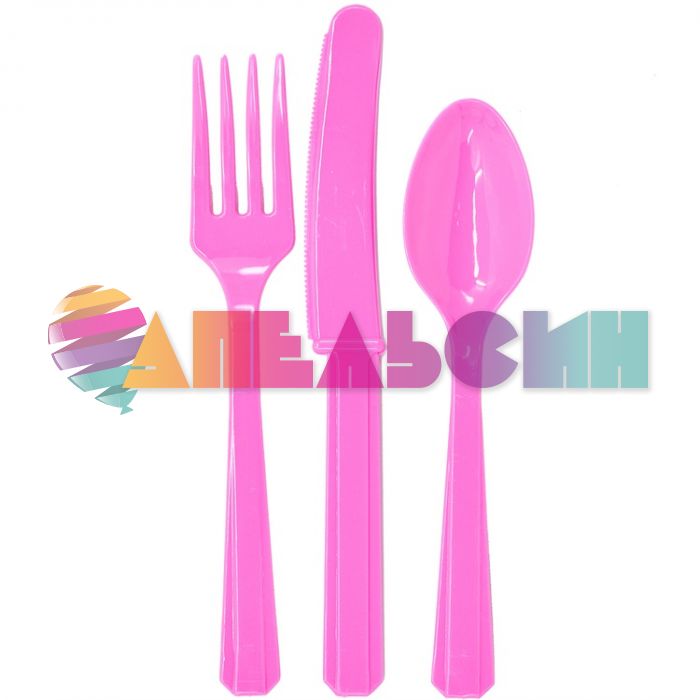 Набор приборов Розовый фуксия Bright Pink 24шт/уп пластик 1502-0905