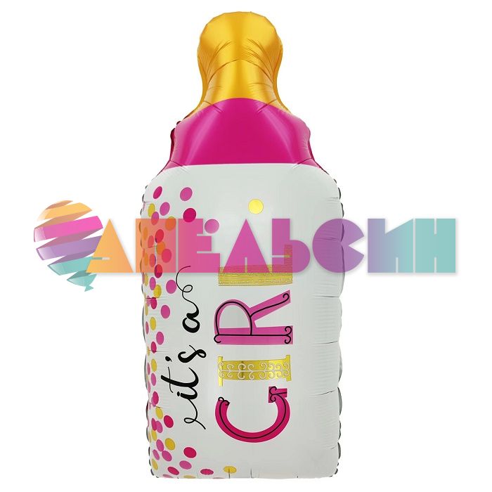 Шар фигура Бутылочка конфетти It`s a girl FL30"/76см (Китай) 23363