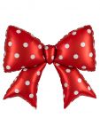 Шар фигура Бант классический белый горох красный FL38"/97см (Китай) 27977