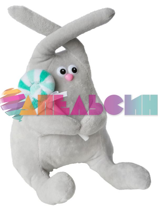 Игрушка Заяц с леденцом 25см сидя 28296