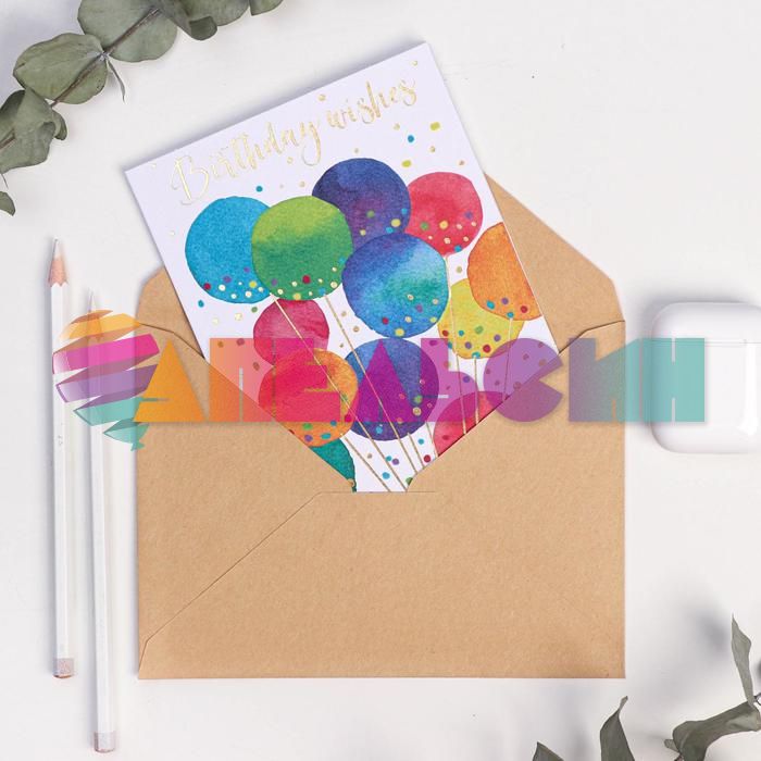 Открытка Birthday wishes 12х17см с конвертом 4725195