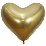 Шар сердце S14"/36см Золото (970) Reflex Gold 5шт/уп (Колумбия) хром 179261-5
