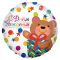 Шар фольга С ДР Мишка с подарком FL18"/46см круг (Китай) R715