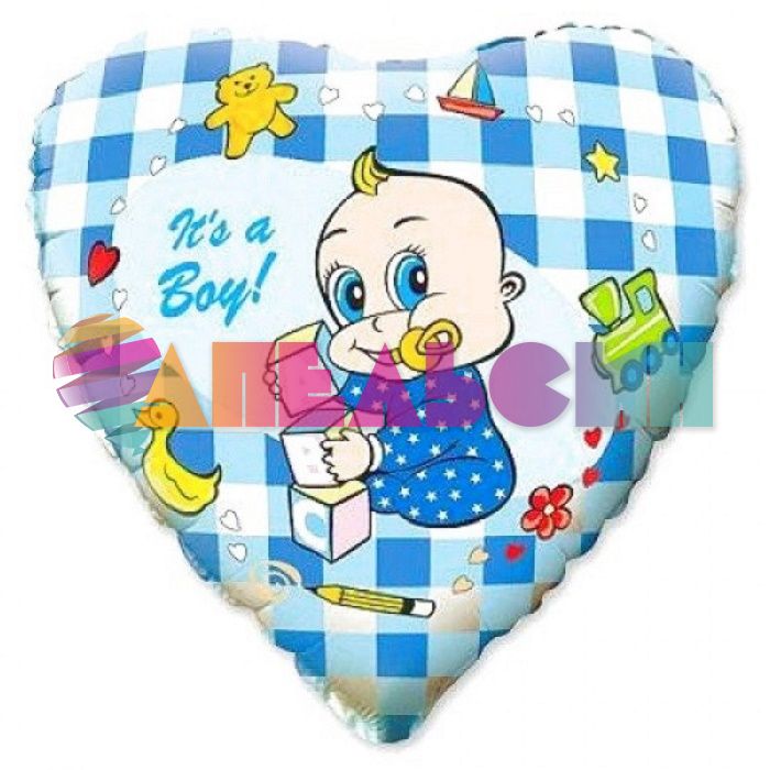Шар фольга Малыш It's a Boy F18"/46см сердце (Испания) 201553 1202-0461