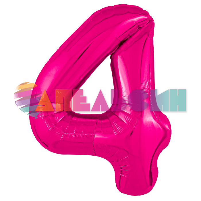 Шар цифра Розовый AG40"/102см Фуксия 4 Slim (Россия) 220755