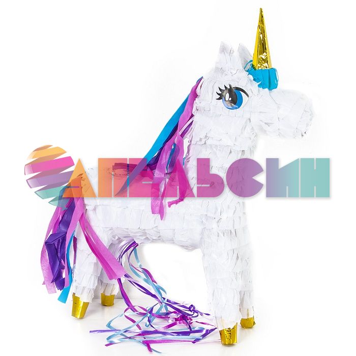Пиньята Единорог фигура с лентами 30х47х13см 6012304-BX