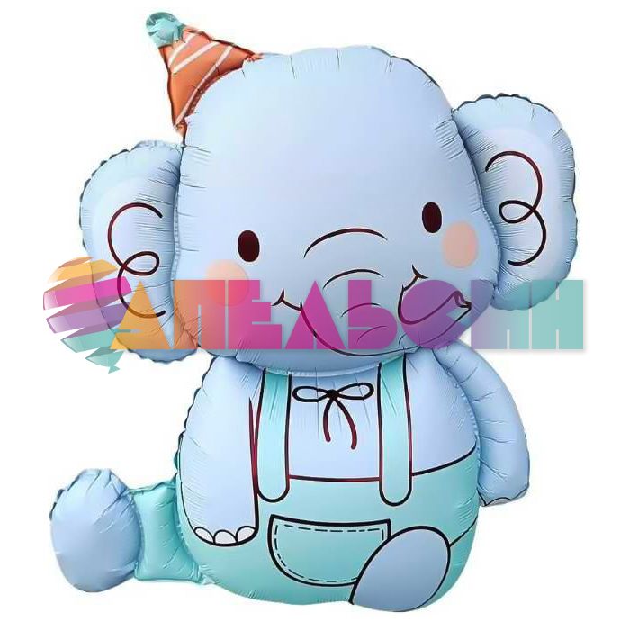 Шар фигура Слоник в колпачке голубой FL35"/89см (Китай) 29299B