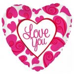 Шар фольга Love You розовые сердца CTI18"/46см сердце (США) 214288