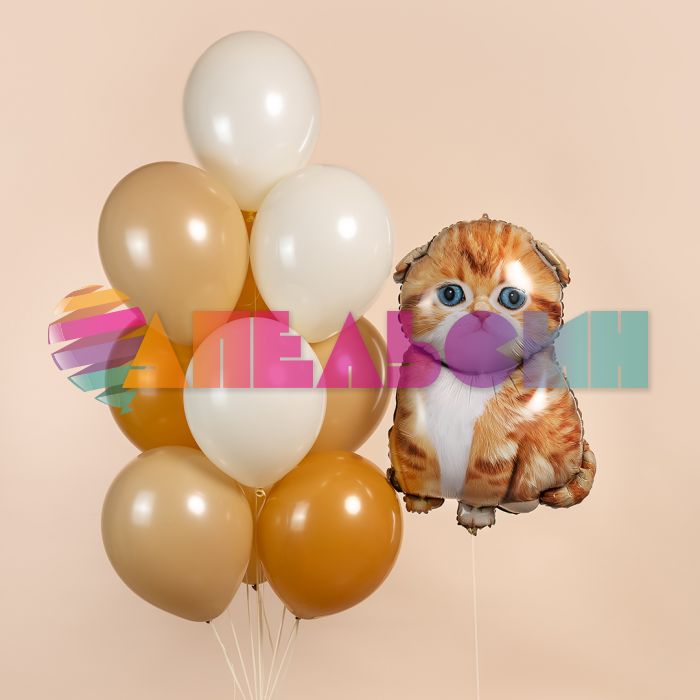 Шар фигура Котенок рыжий FL34"/86см (Китай) 29366