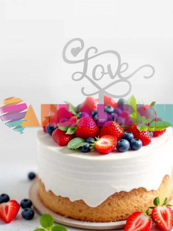 Топпер Love серебро 12х15см пластик 9933993